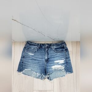 AE Tomgirl Midi Short Womens 8 High-Waisted Denim Boho Summer Cutoffs